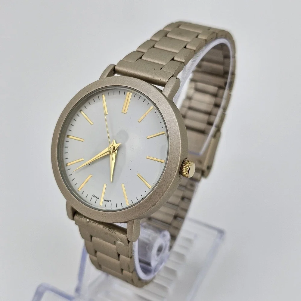 36MM Women's Watch White‎ Dial Champagne Bracelet Band New Battery
